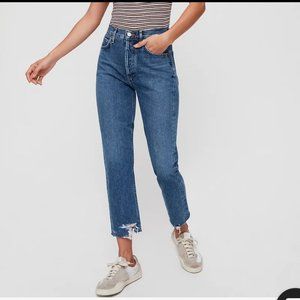 AGOLDE Riley Crop High Rise Straight veto Destructed Distressed Ankle A056J-813